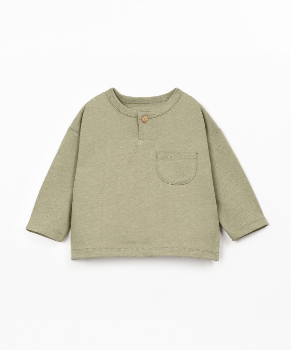 T-shirt in organic cotton and linen blend