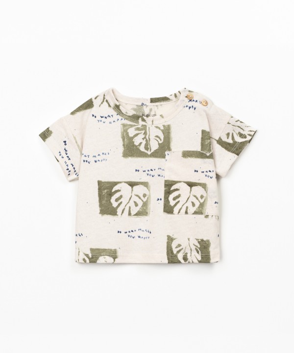 T-shirt in natural fiber blend with print