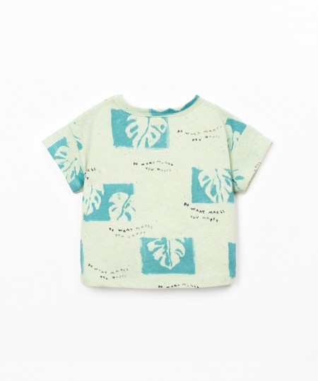 T-shirt in misto fibre naturali con stampa