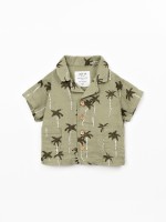 Camisa de algodão orgânico com estampado de palmeiras Camisa de algodão orgânico com estampado de palmeiras