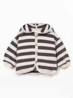 Hooded jacket with striped pattern