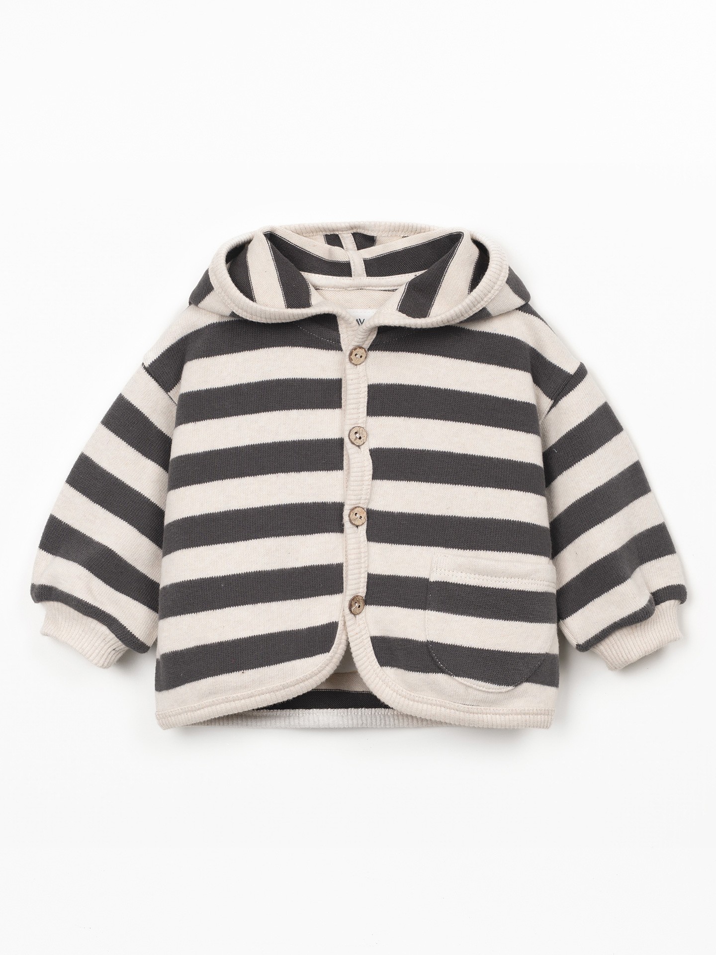 Hooded jacket with striped pattern