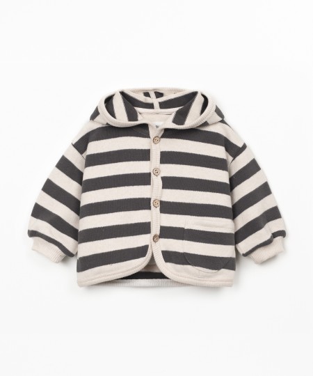 Hooded jacket with striped pattern