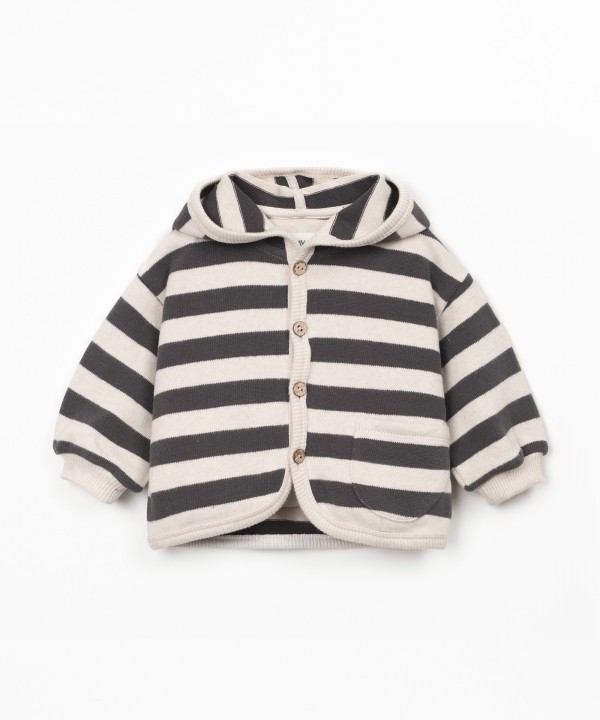 Hooded jacket with striped pattern