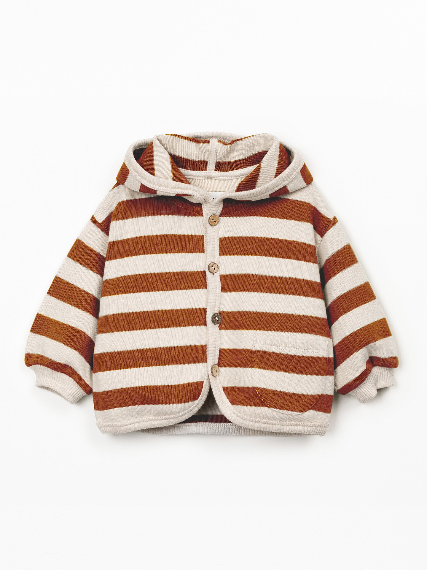Hooded jacket with striped pattern