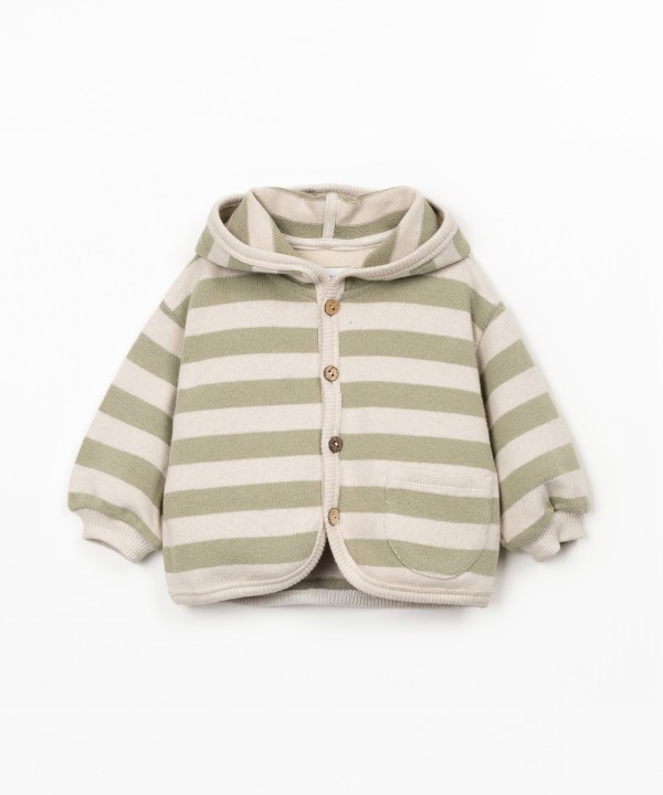 Hooded jacket with striped pattern