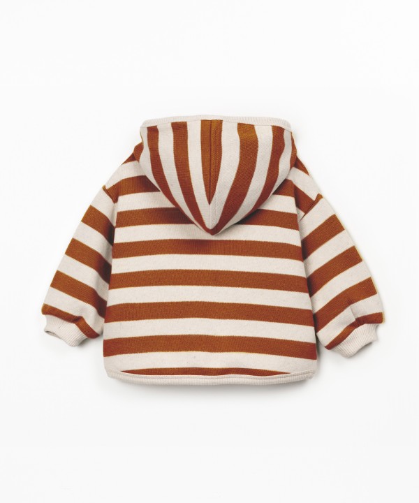 Hooded jacket with striped pattern
