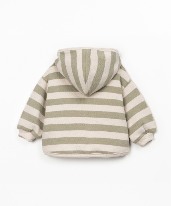 Hooded jacket with striped pattern