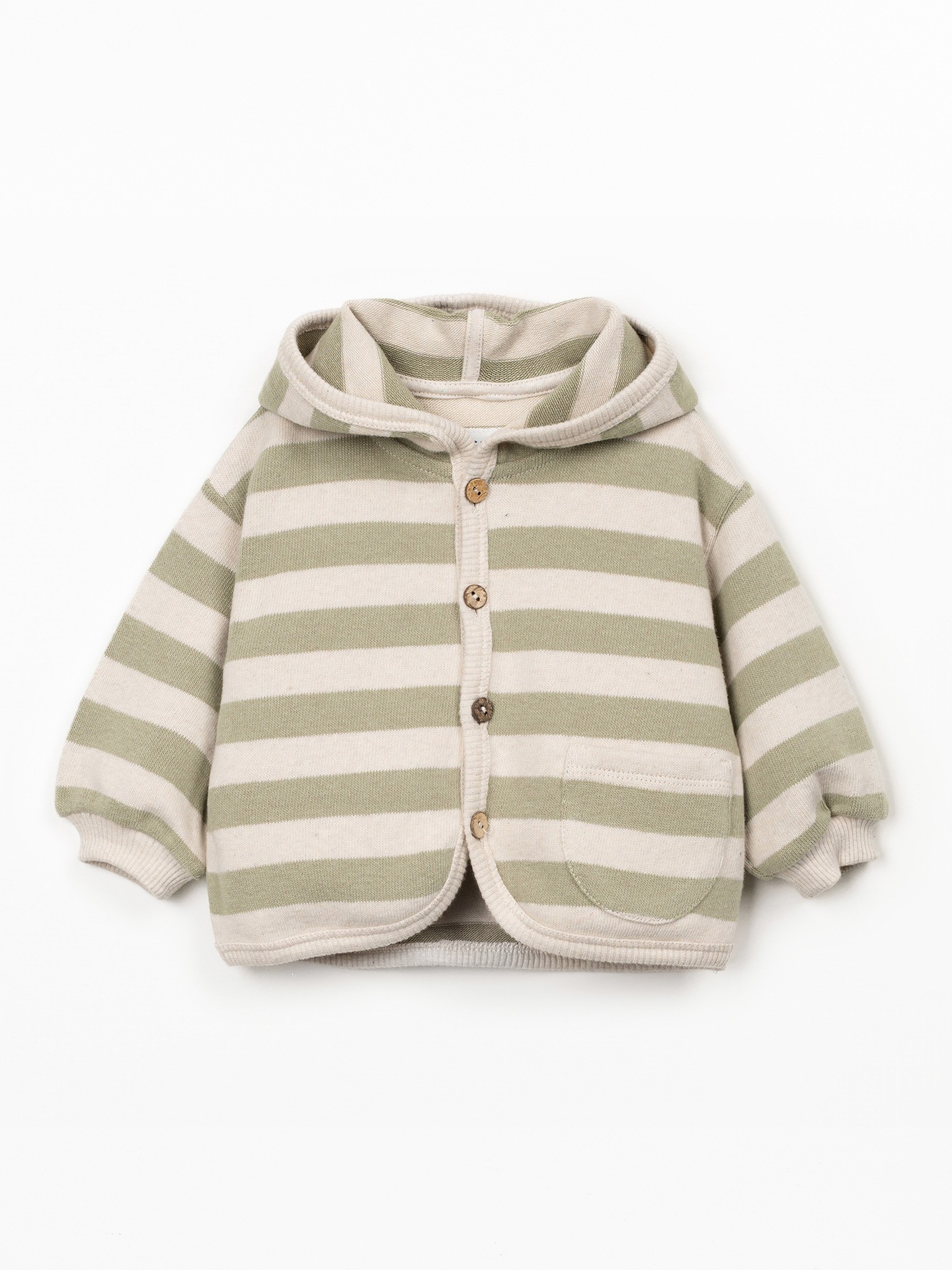 Hooded jacket with striped pattern