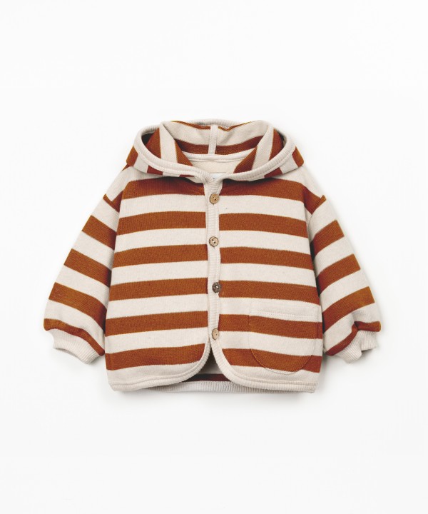 Hooded jacket with striped pattern