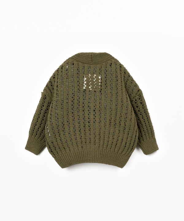 Casaco tricot em mistura de algod�o e fibras recicladas