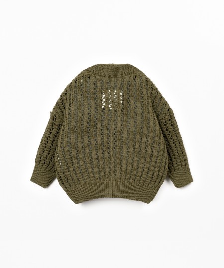 Casaco tricot em mistura de algodão e fibras recicladas