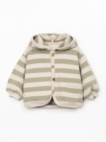 Hooded jacket with striped pattern