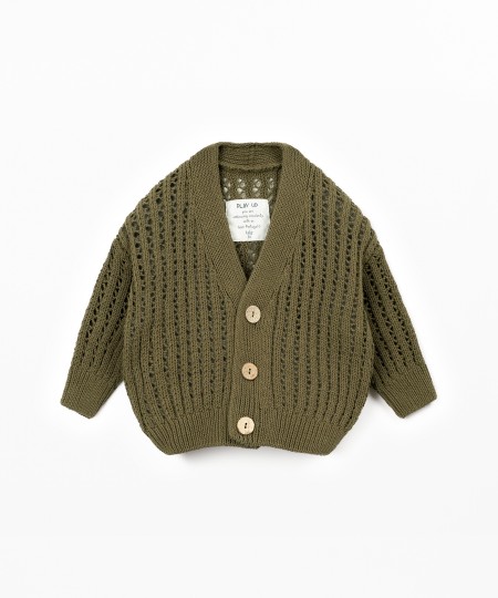 Casaco tricot em mistura de algodão e fibras recicladas