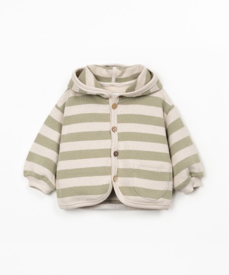 Hooded jacket with striped pattern