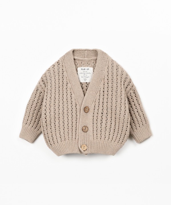 Casaco tricot em mistura de algod�o e fibras recicladas