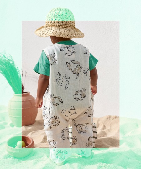 Linen jumpsuit with print