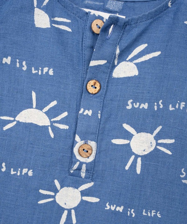 Macac�o em linho com estampado