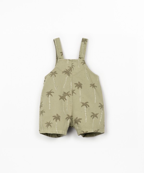 Twill jumpsuit with palm tree print