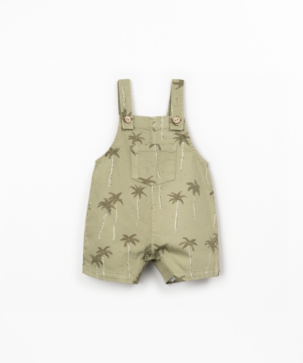 Twill jumpsuit with palm tree print