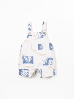 Twill jumpsuit with palm monstera print