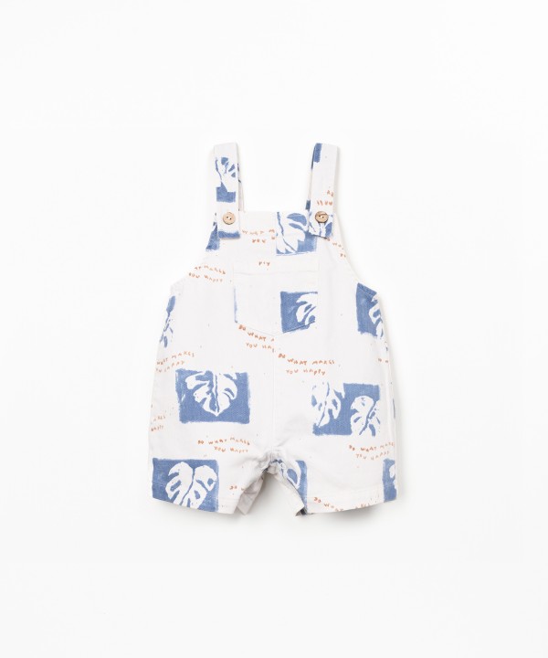 Twill jumpsuit with palm monstera print