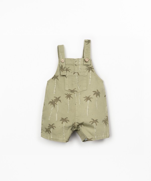 Twill jumpsuit with palm tree print