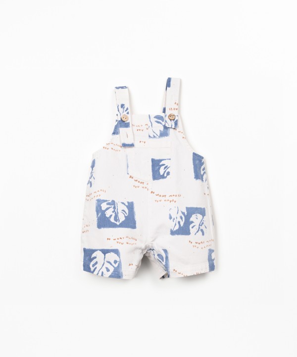 Twill jumpsuit with palm monstera print