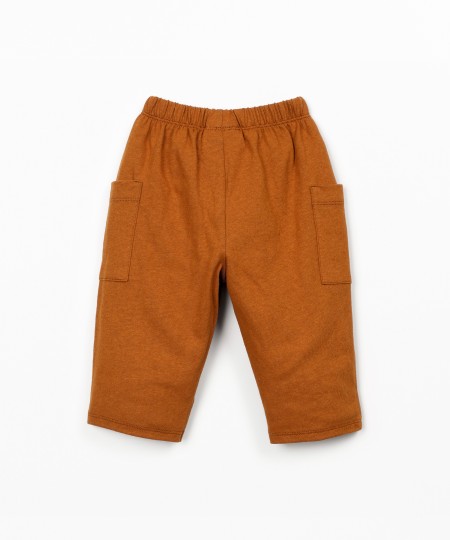 Calça de malha em algodão orgânico e linho