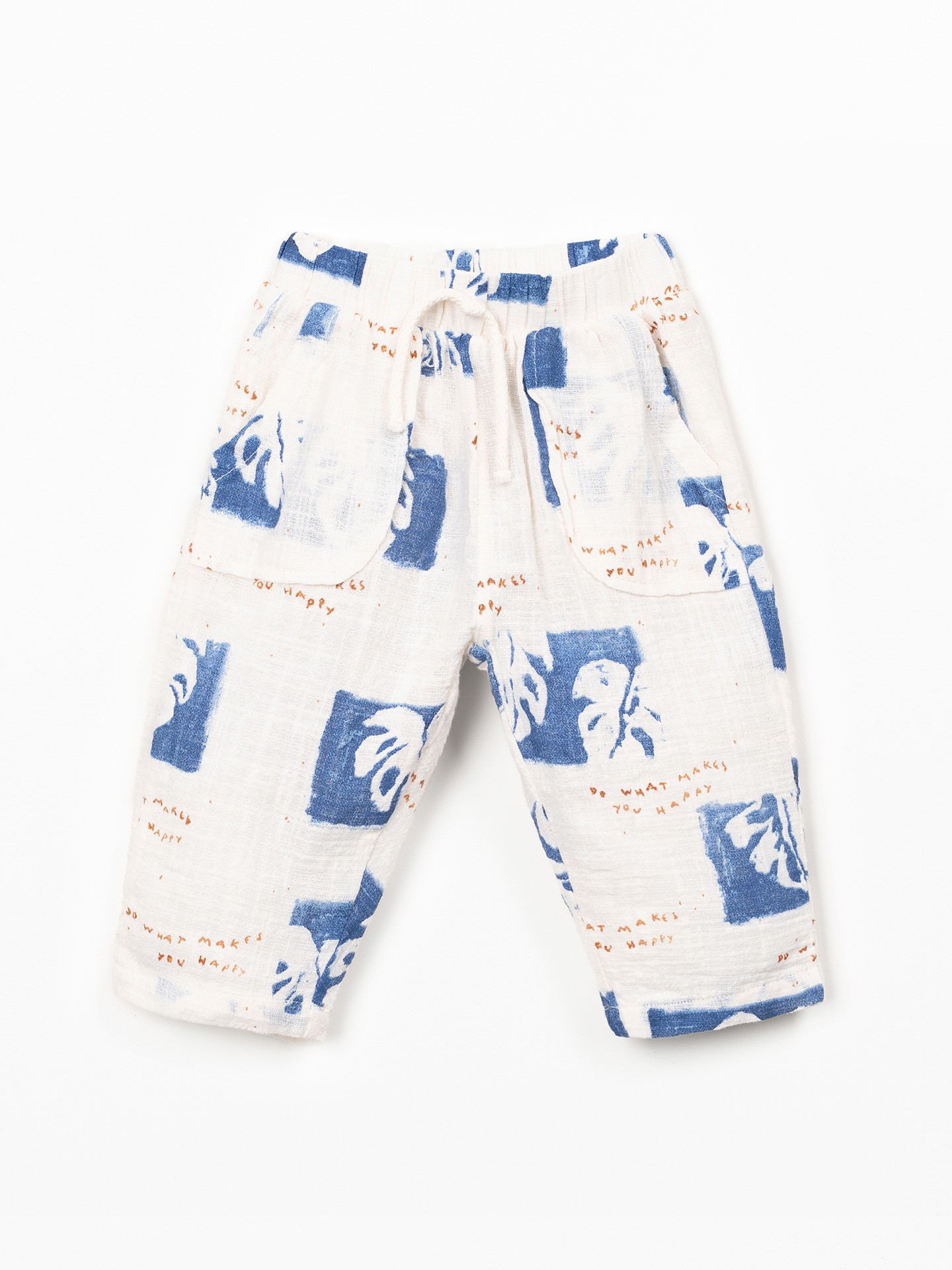 Printed fabric trousers with monstera print