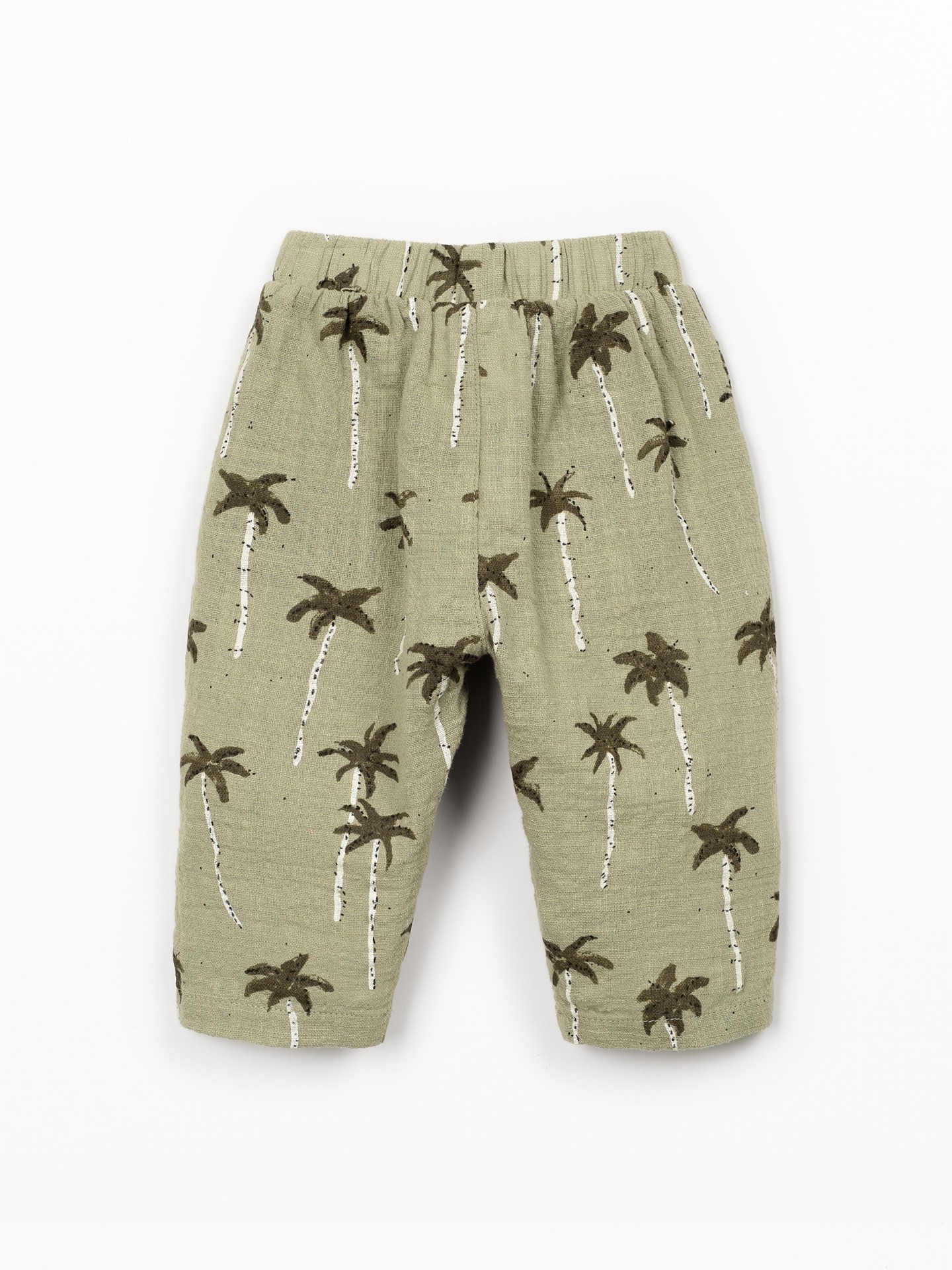 Printed fabric trousers with tree print