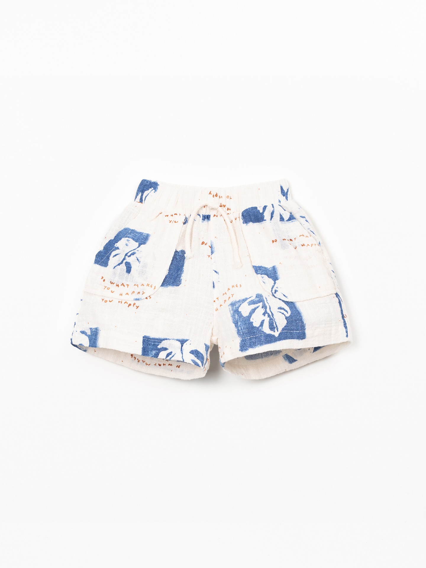 Calção de tecido com estampado de monsteras