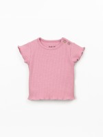 T-shirt em malha canelada de algod�o org�nico