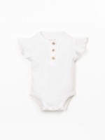 Body em algod�o org�nico com encaise de folho na manga