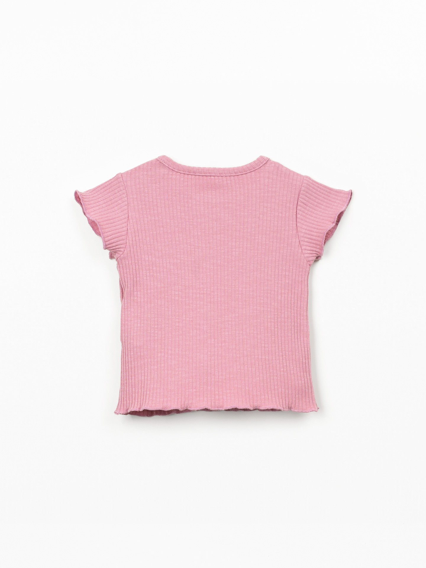 T-shirt em malha canelada de algodão orgânico