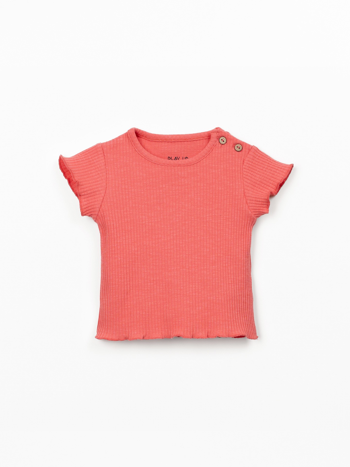 T-shirt em malha canelada de algodão orgânico