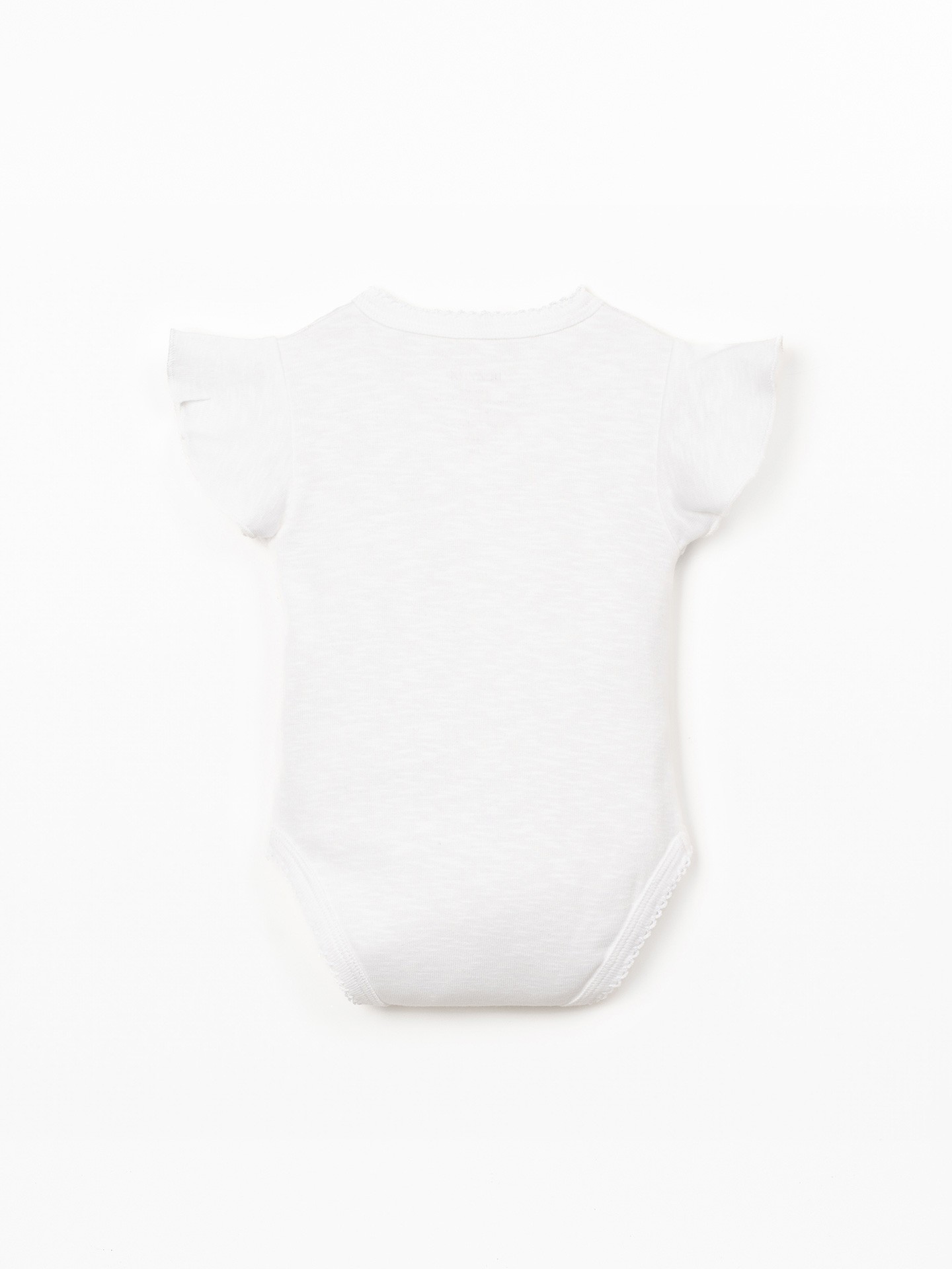 Body em algodão orgânico com encaise de folho na manga