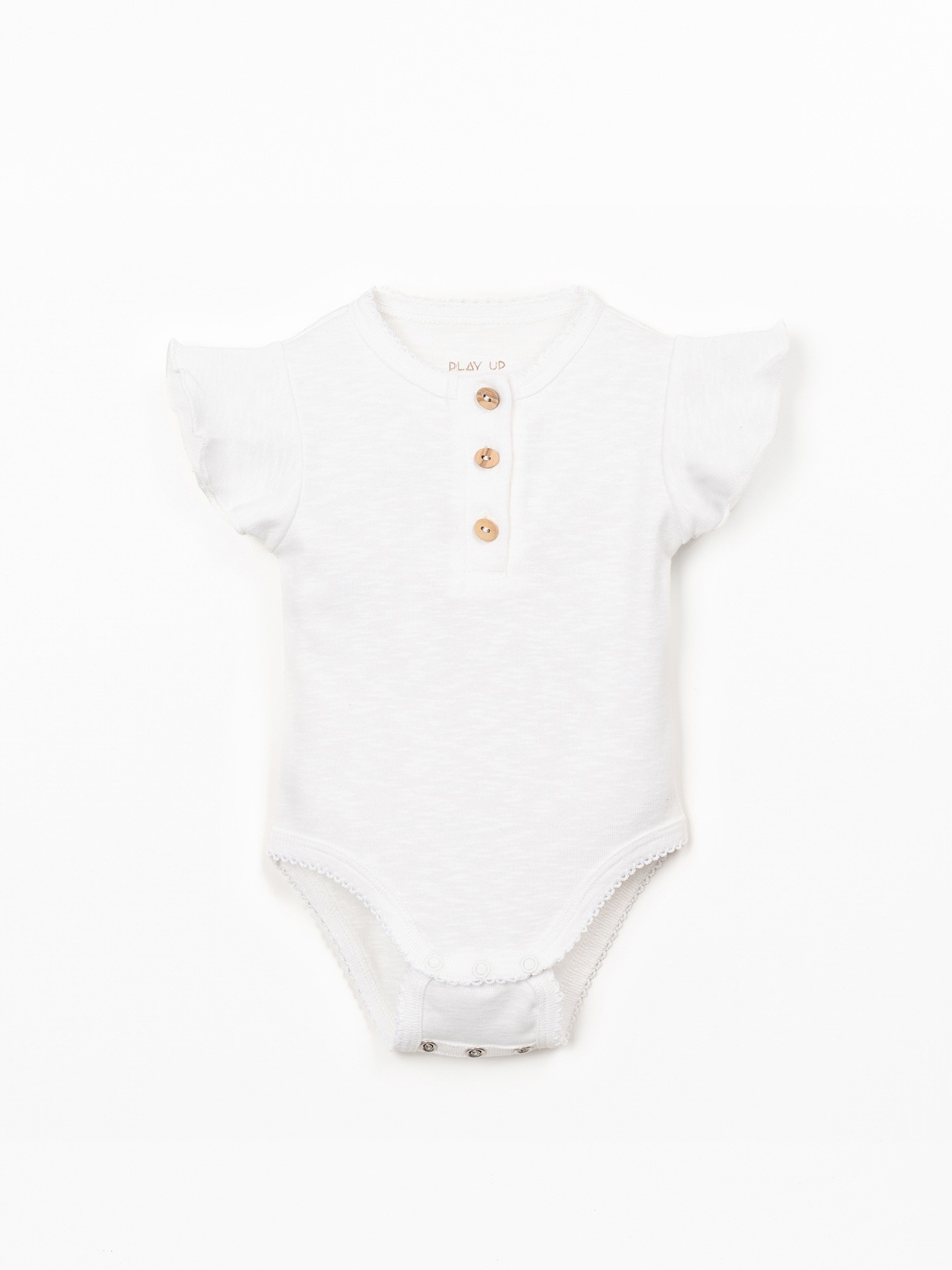 Body em algodão orgânico com encaise de folho na manga