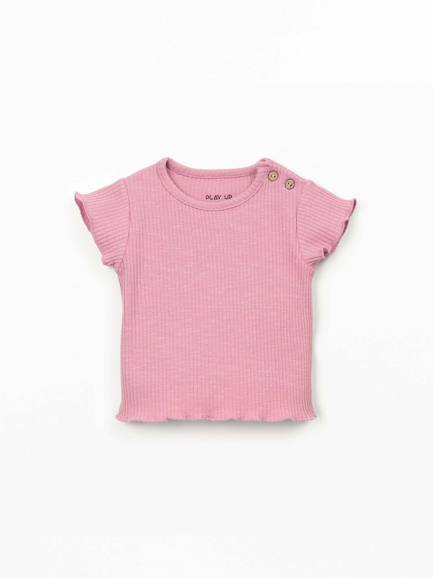 T-shirt em malha canelada de algodão orgânico