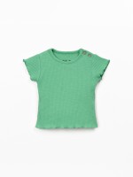 T-shirt em malha canelada de algod�o org�nico