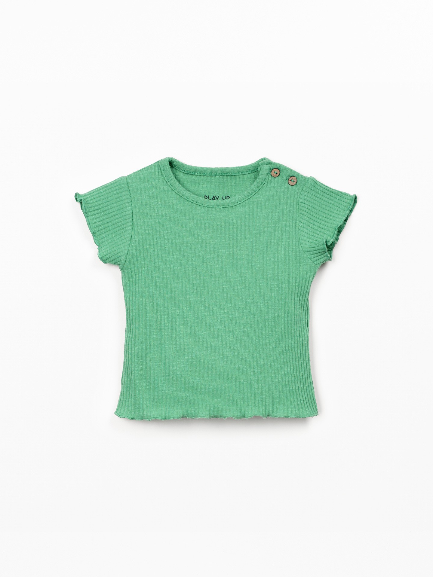 T-shirt em malha canelada de algodão orgânico