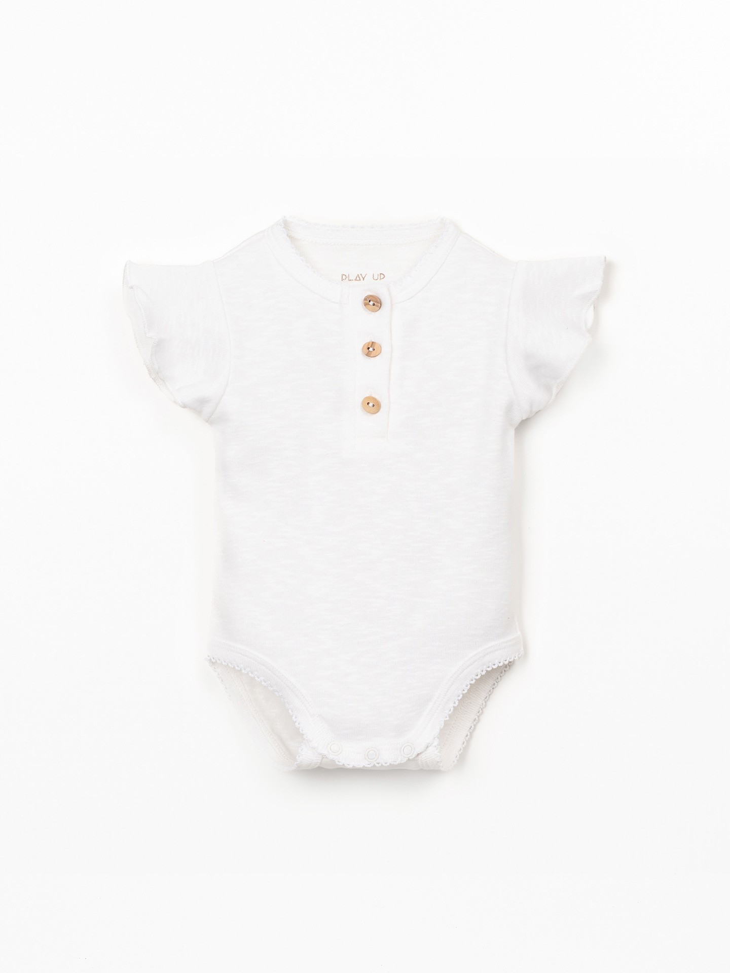 Body em algodão orgânico com encaise de folho na manga