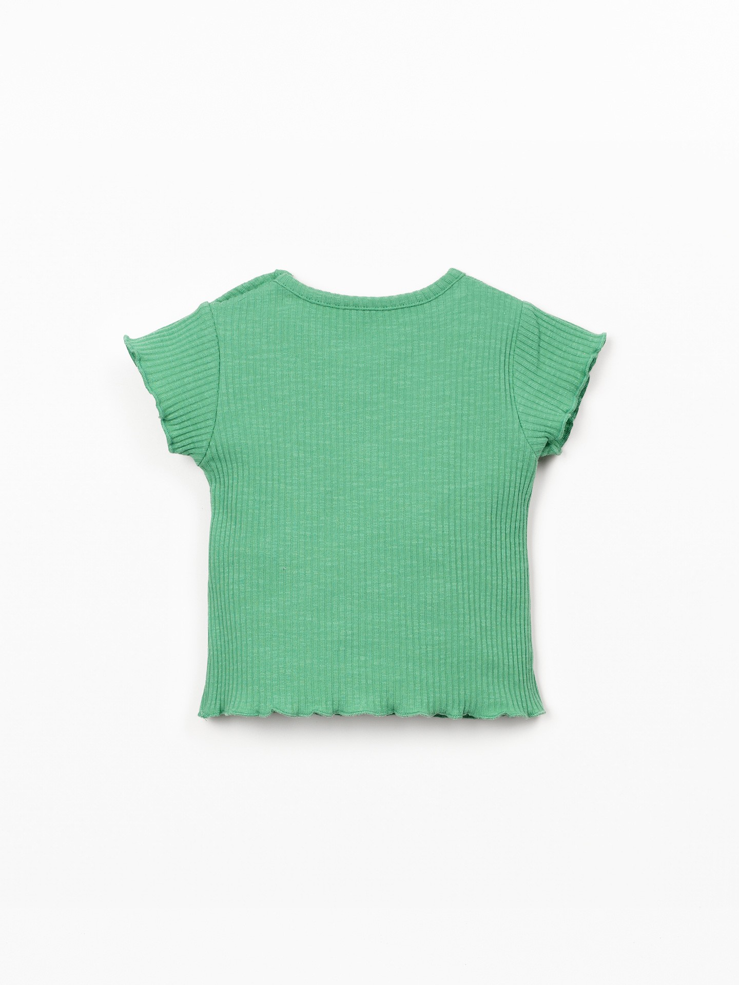 T-shirt em malha canelada de algodão orgânico