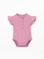 Body em algod�o org�nico com encaise de folho na manga