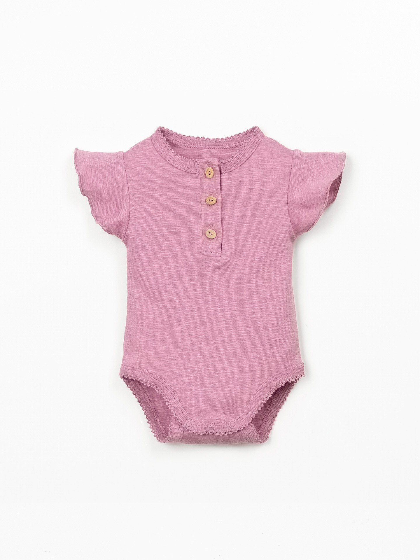 Body em algodão orgânico com encaise de folho na manga