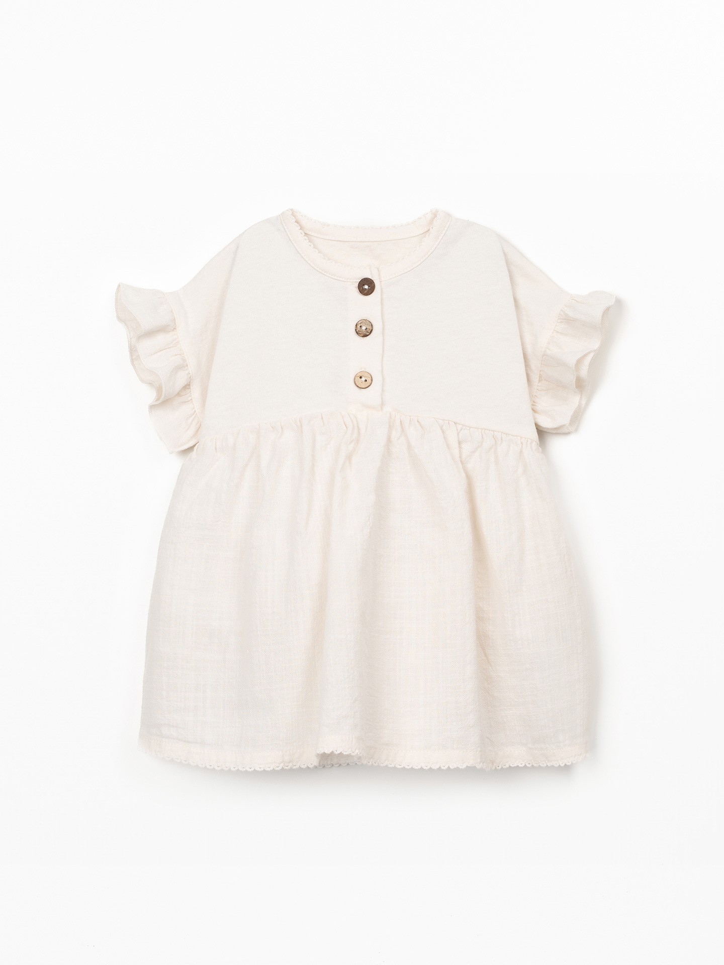 Vestido combinado em algodão orgânico e algodão reciclado