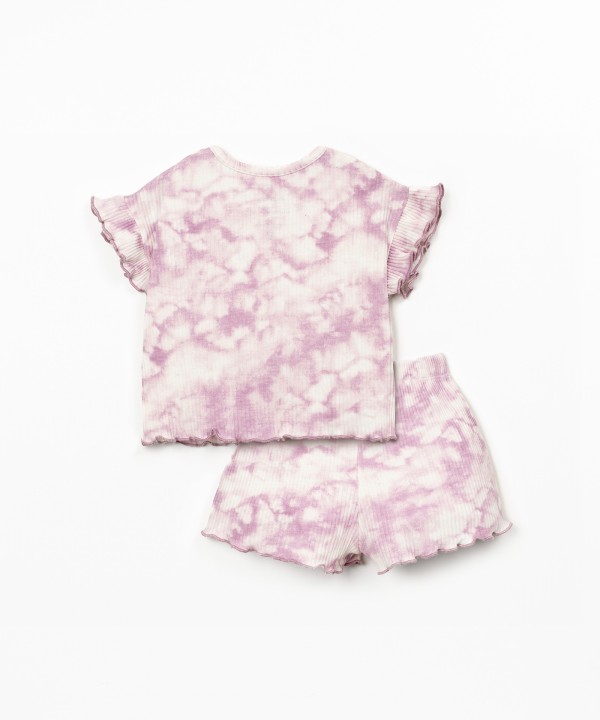 Pijama dem malha canelada com estampado