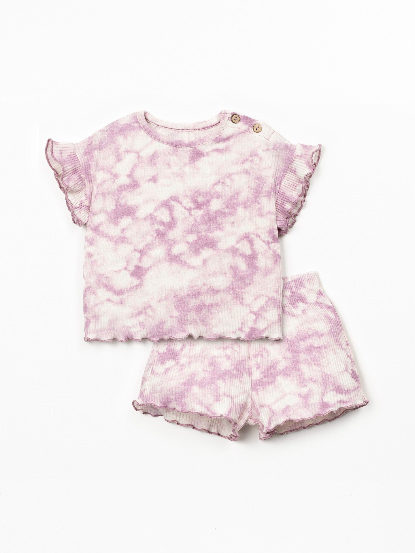 Pijama de punto canalé con estampado