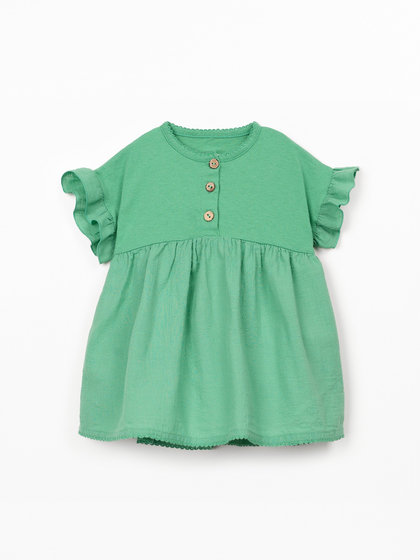 Vestido combinado em algodão orgânico e algodão reciclado