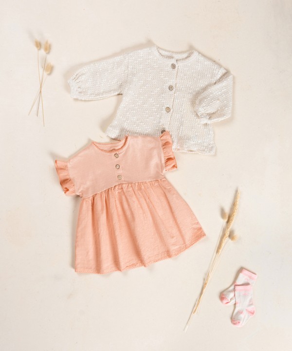 Vestido combinado em algod�o org�nico e algod�o reciclado